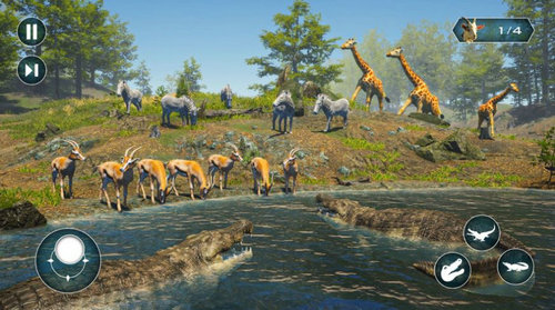 饥饿的鳄鱼动物模拟