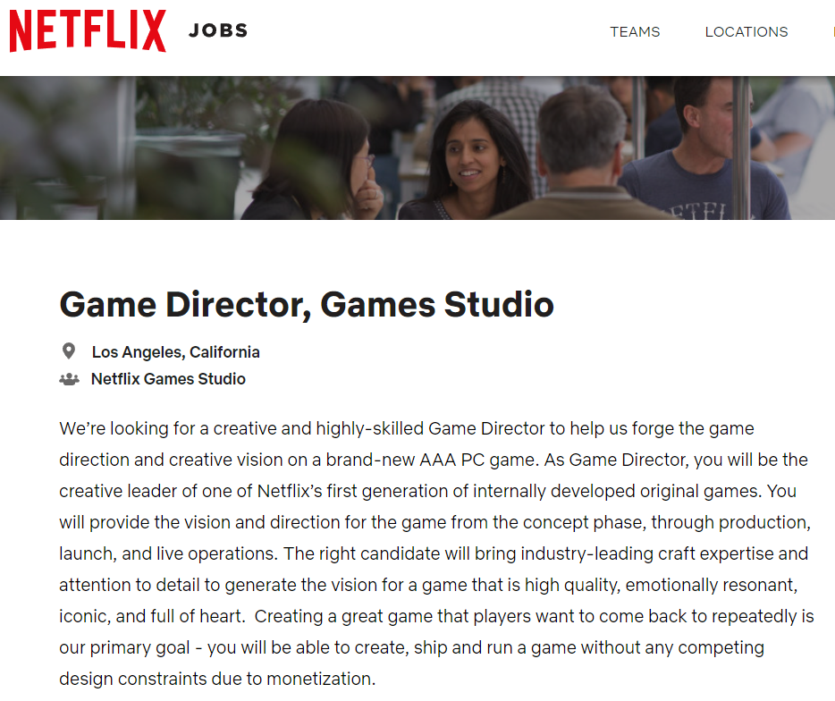 Netflix将开发3A级PC游戏大作