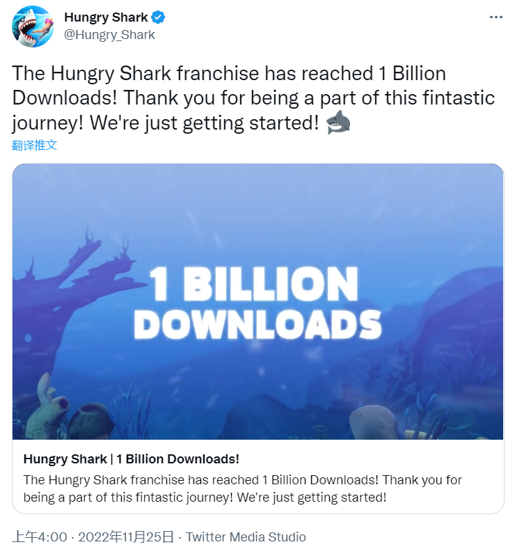 育碧《饥饿鲨》系列游戏全球下载量突破10亿次