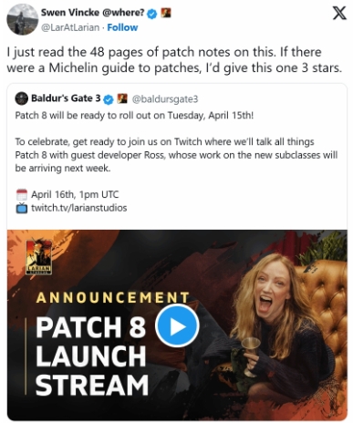 《博德之门3》史低！更新补丁堪比“史诗巨著”，48页说明全解读！